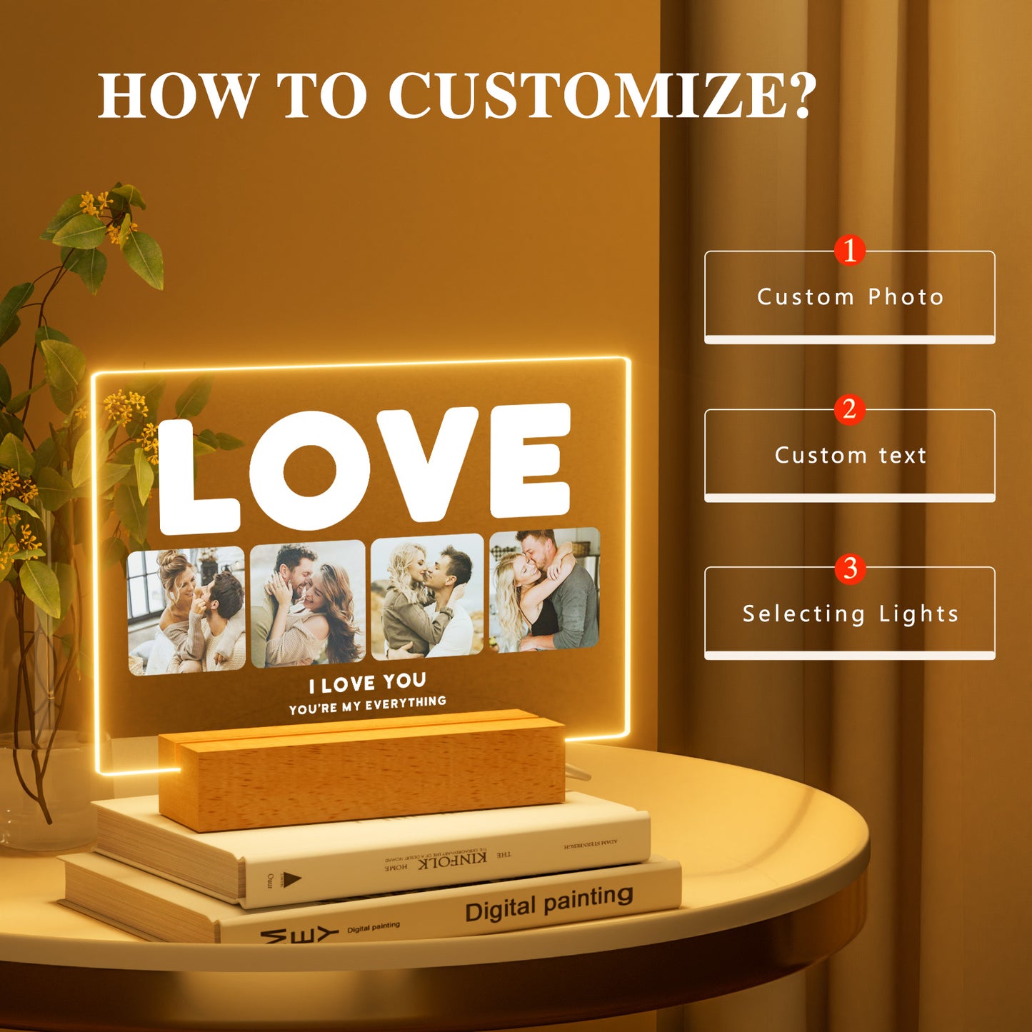 Custom personalized Love plaque with photo and text - 5x7