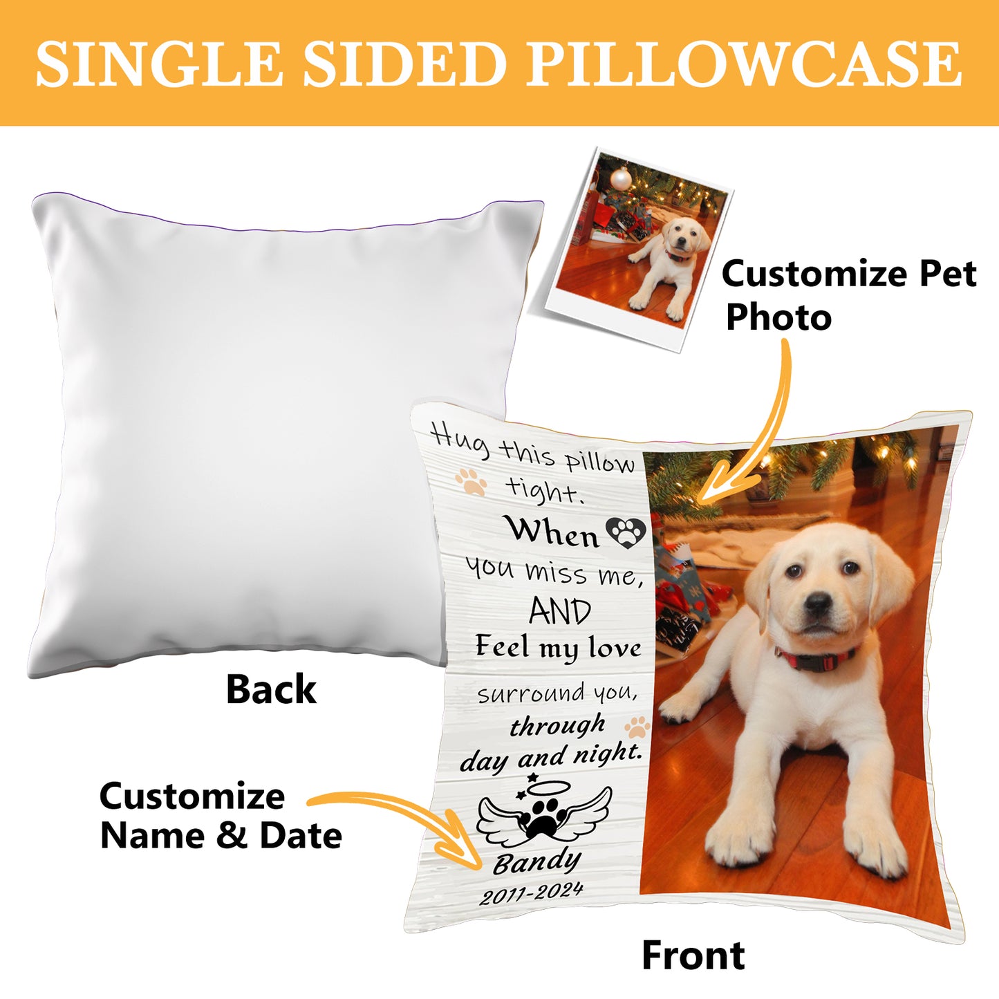 Custom Personalized Dog Mourning Memorial Pillowcase