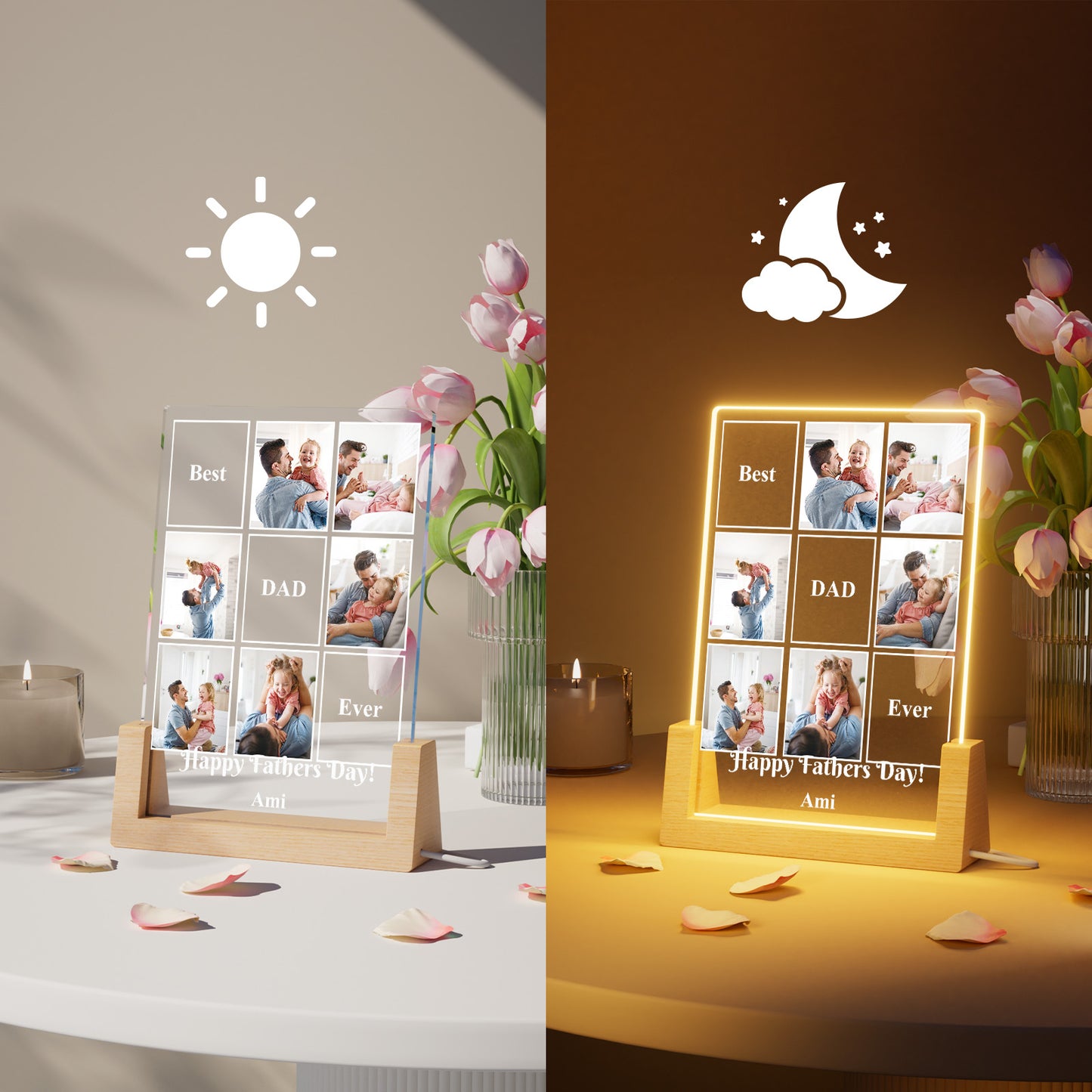Personalized Father's Day gift: Customized picture and text night light