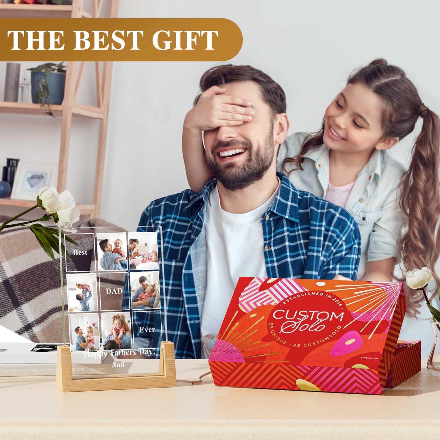 Personalized Father's Day gift: Customized picture and text night light