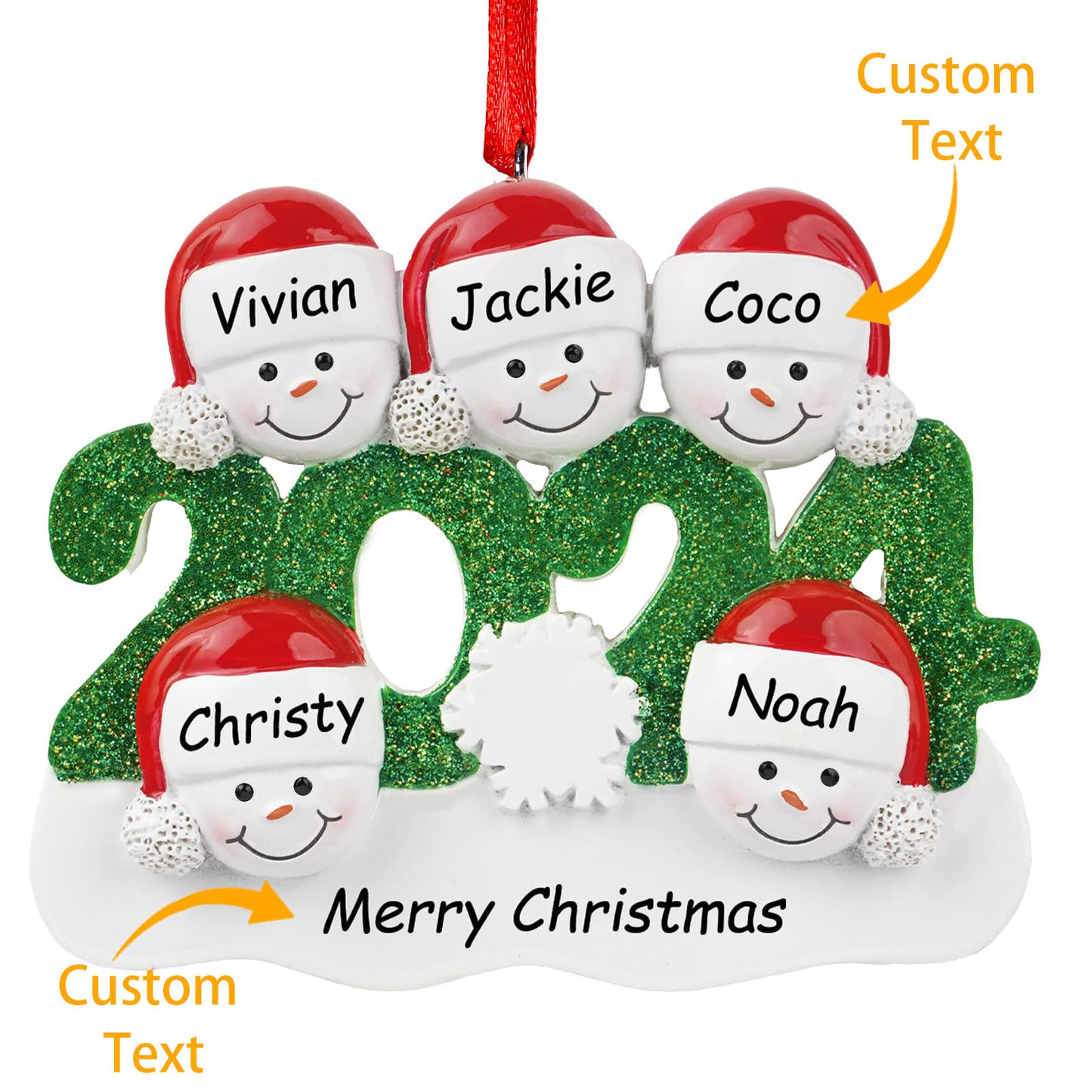 Personalized Family Christmas Ornaments 2024 - Snowman Family of 2,3,4,5,6 Christmas Ornaments, Decorative Hanging Ornaments for Christmas Tree, Xmas Gifts for Mom Grandma