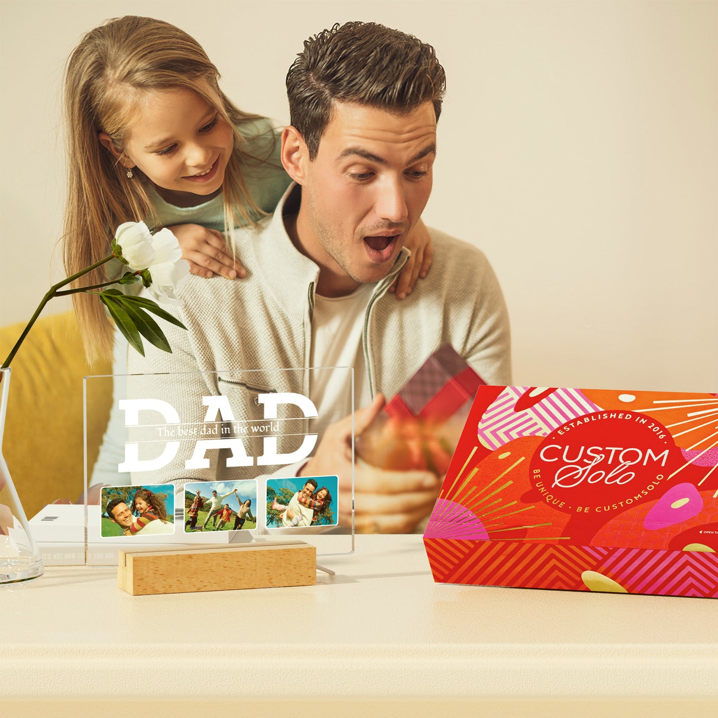 Personalized Father's Day Gift: Customized Photo Night Light