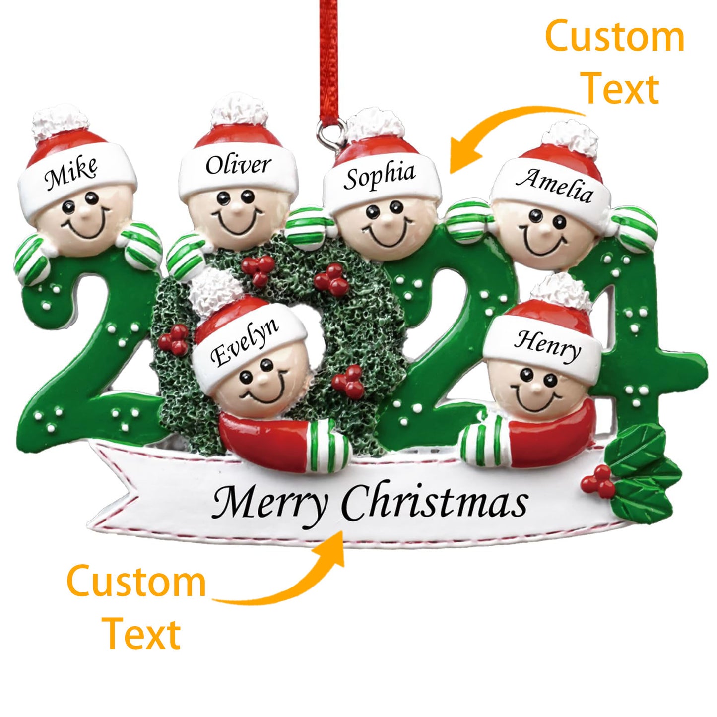 2024 Personalized Family Christmas Ornaments - Personalized Christmas Ornaments Family of 2/3/4/5/6, Family Customized Ornaments for Christmas Decorations with Name Snowman Wreath