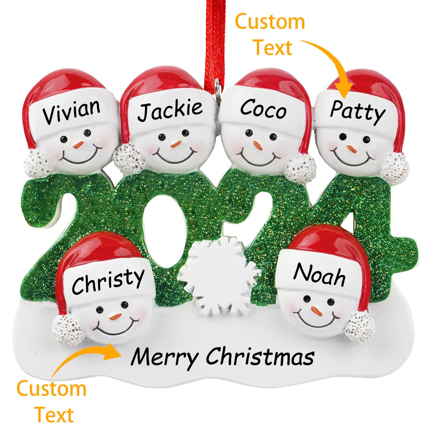 Personalized Family Christmas Ornaments 2024 - Snowman Family of 2,3,4,5,6 Christmas Ornaments, Decorative Hanging Ornaments for Christmas Tree, Xmas Gifts for Mom Grandma