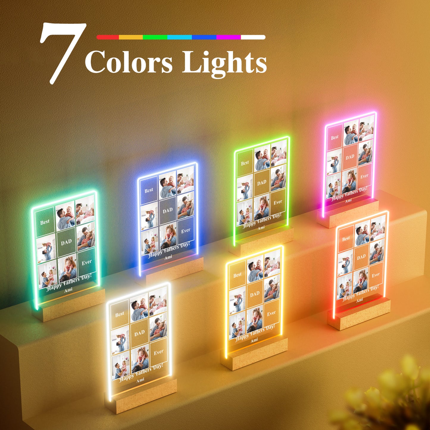 Personalized Father's Day gift: Customized picture and text night light