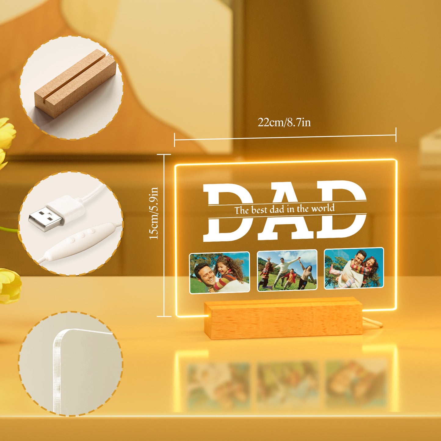 Personalized Father's Day Gift: Customized Photo Night Light