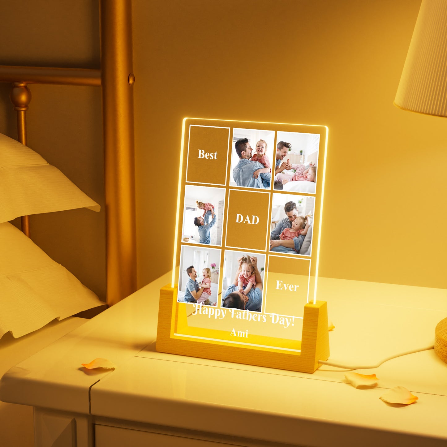Personalized Father's Day gift: Customized picture and text night light