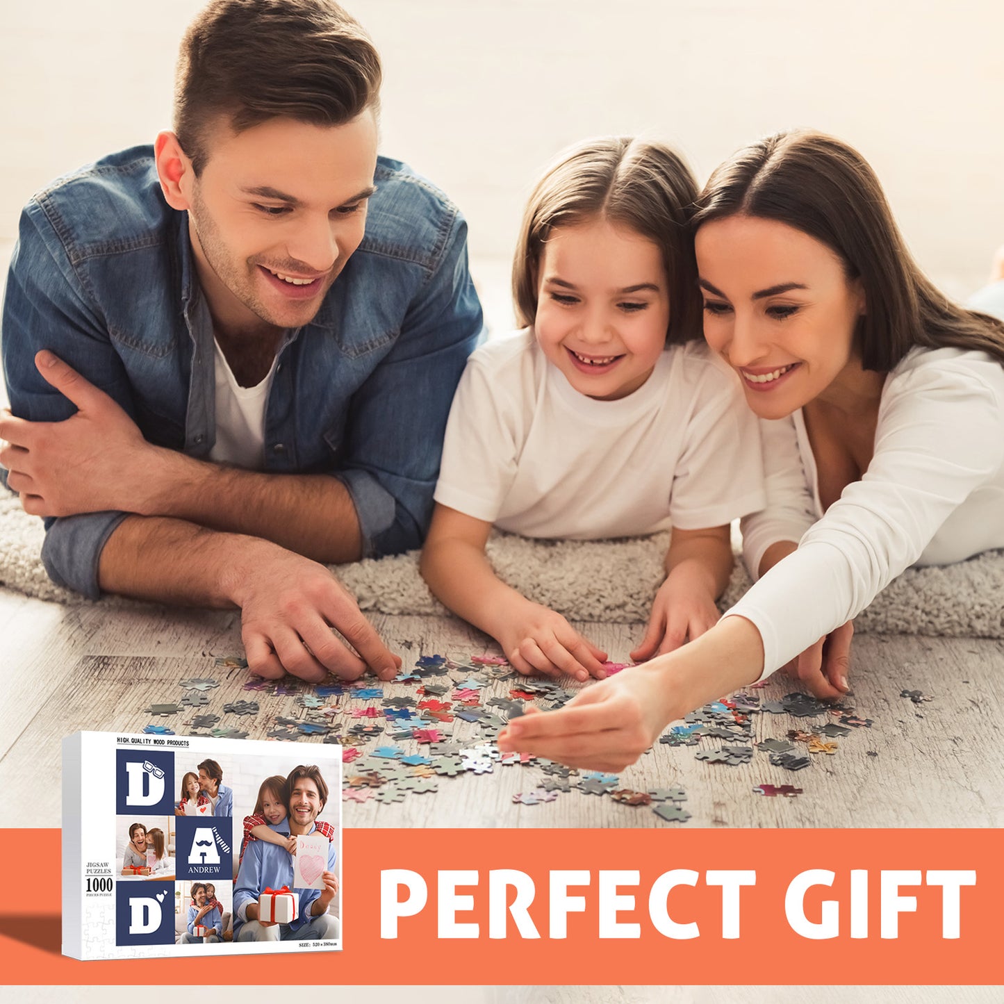 Personalized custom puzzles with picture names - 300, 500, 1000 pieces