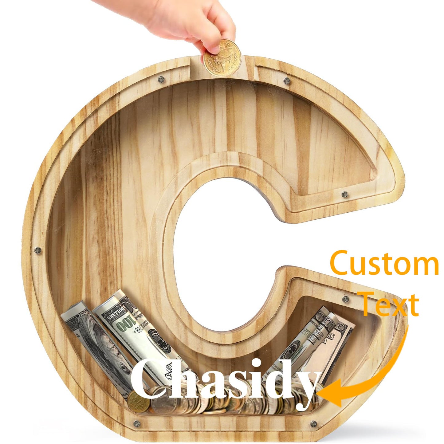 Personalized Savings Jars for Kids: Custom Name Monogrammed Wooden Coin Banks