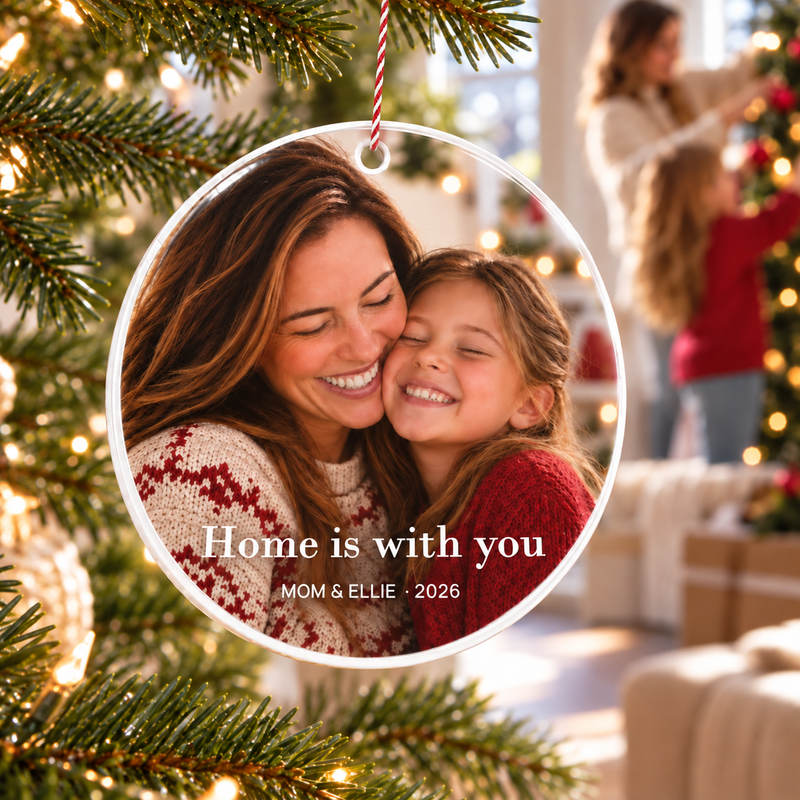 Personalized Christmas Ornament for Mom — For the person who is home. personalized christmas ornament for mom, personalized christmas ornaments, custom christmas ornament, photo ornament, made with your photo and name.