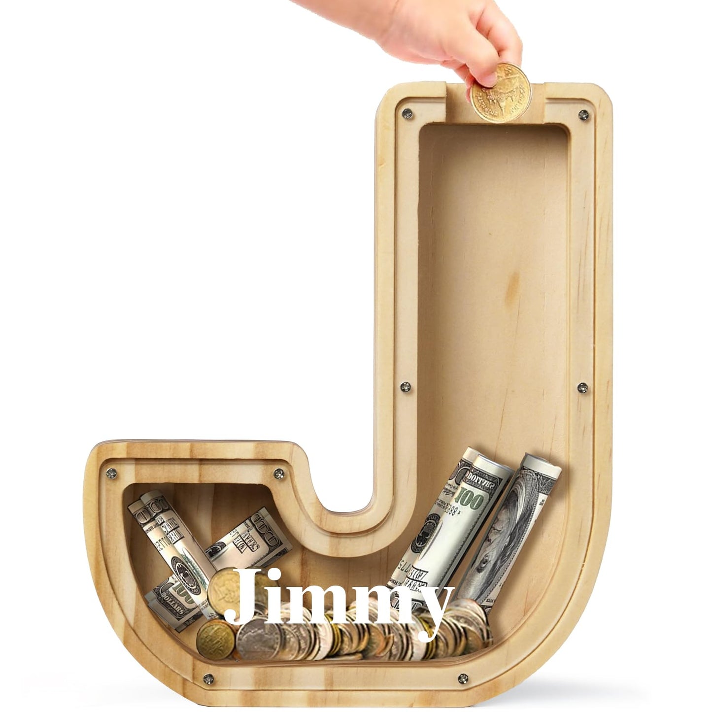 Personalized Savings Jars for Kids: Custom Name Monogrammed Wooden Coin Banks