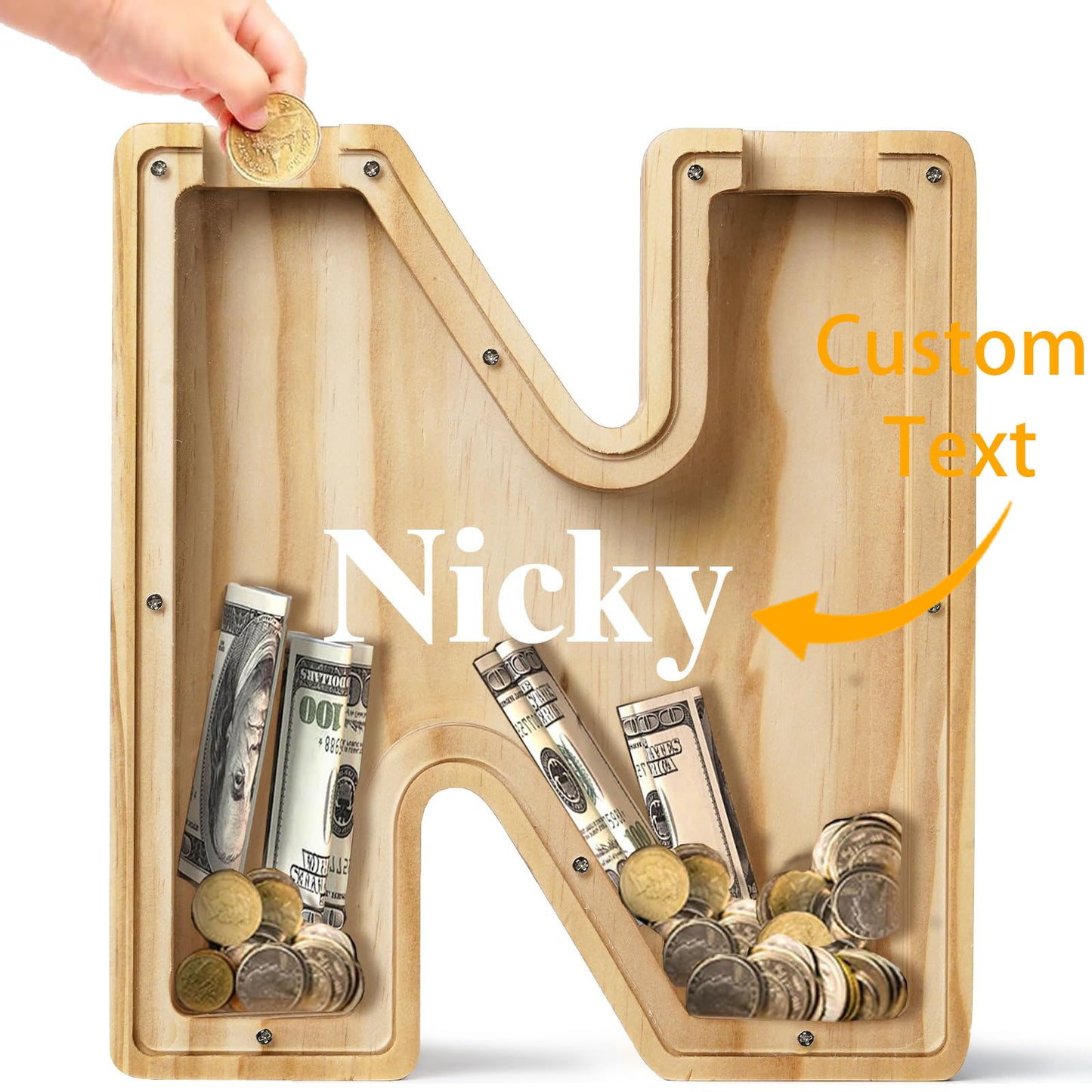 Personalized Savings Jars: Custom Name Monogrammed Savings Jars, Birthday Gifts