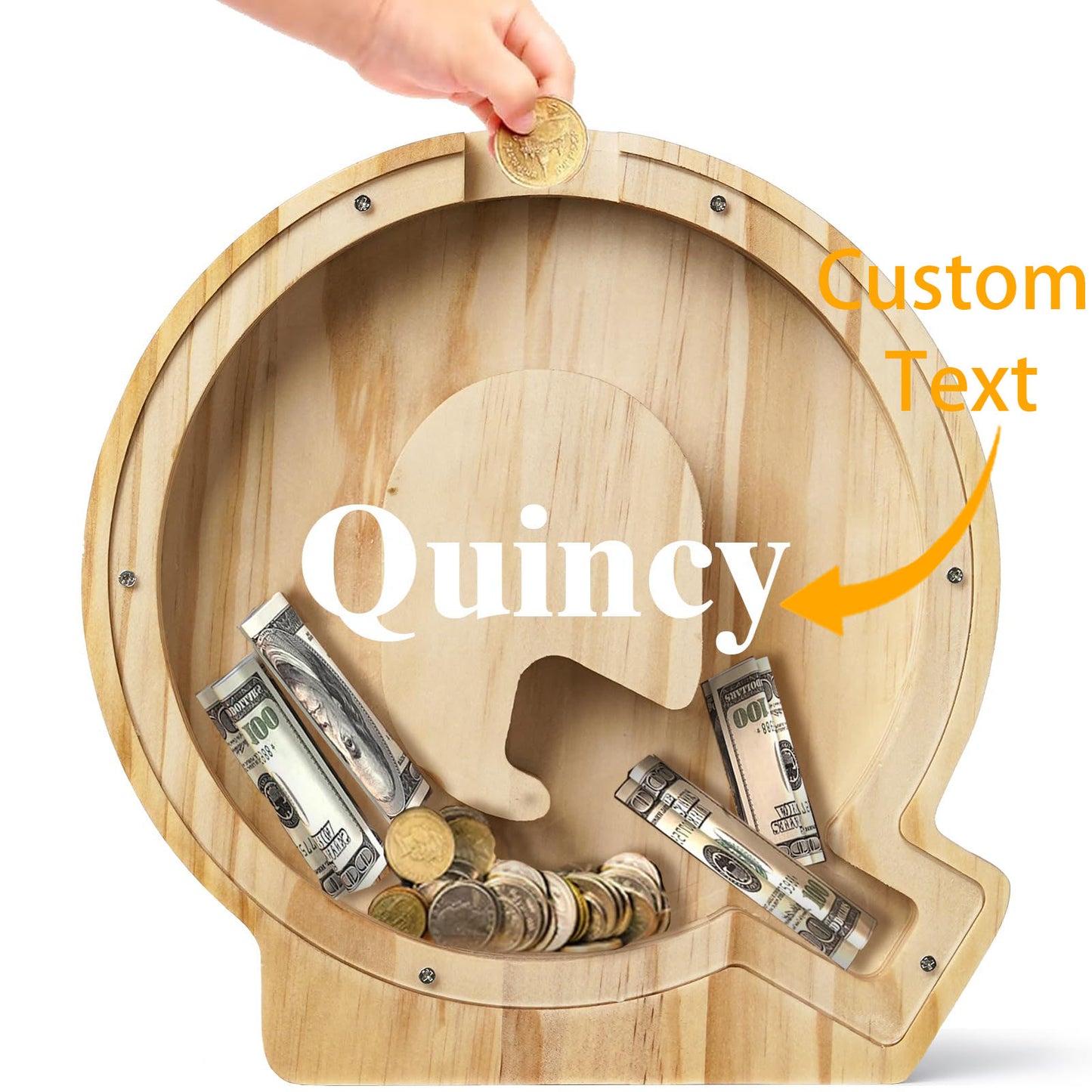 Personalized Savings Jars for Kids: Custom Name Monogrammed Wooden Coin Banks