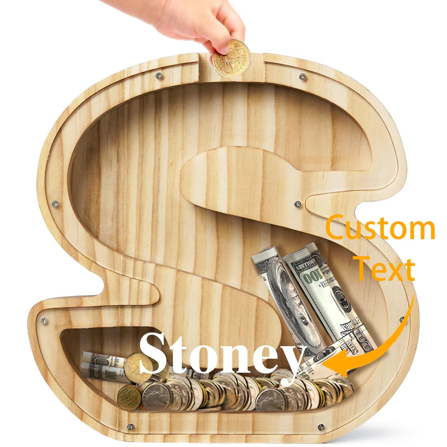 Personalized Savings Jars for Kids: Custom Name Monogrammed Wooden Coin Banks