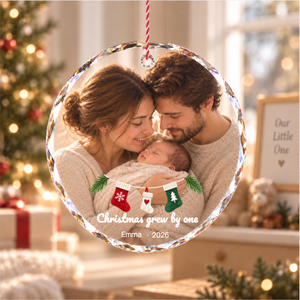 Personalized Baby First Christmas Ornament — His first December. baby's first christmas ornament for baby, baby first christmas ornament, keepsake gift for baby, made with your photo and name.