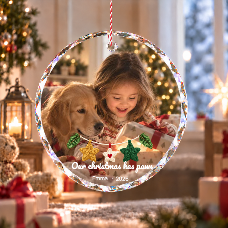 Personalized Pet Christmas Ornament — For the family member with paws. personalized pet ornament for pet lovers, pet memorial gifts, dog ornaments, custom pet gift, made with your photo and name.