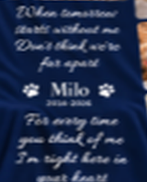 Close-up of the memorial verse printed on the blanket