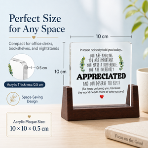Acrylic Music Plaque shown on a desk, a nightstand, or a shelf