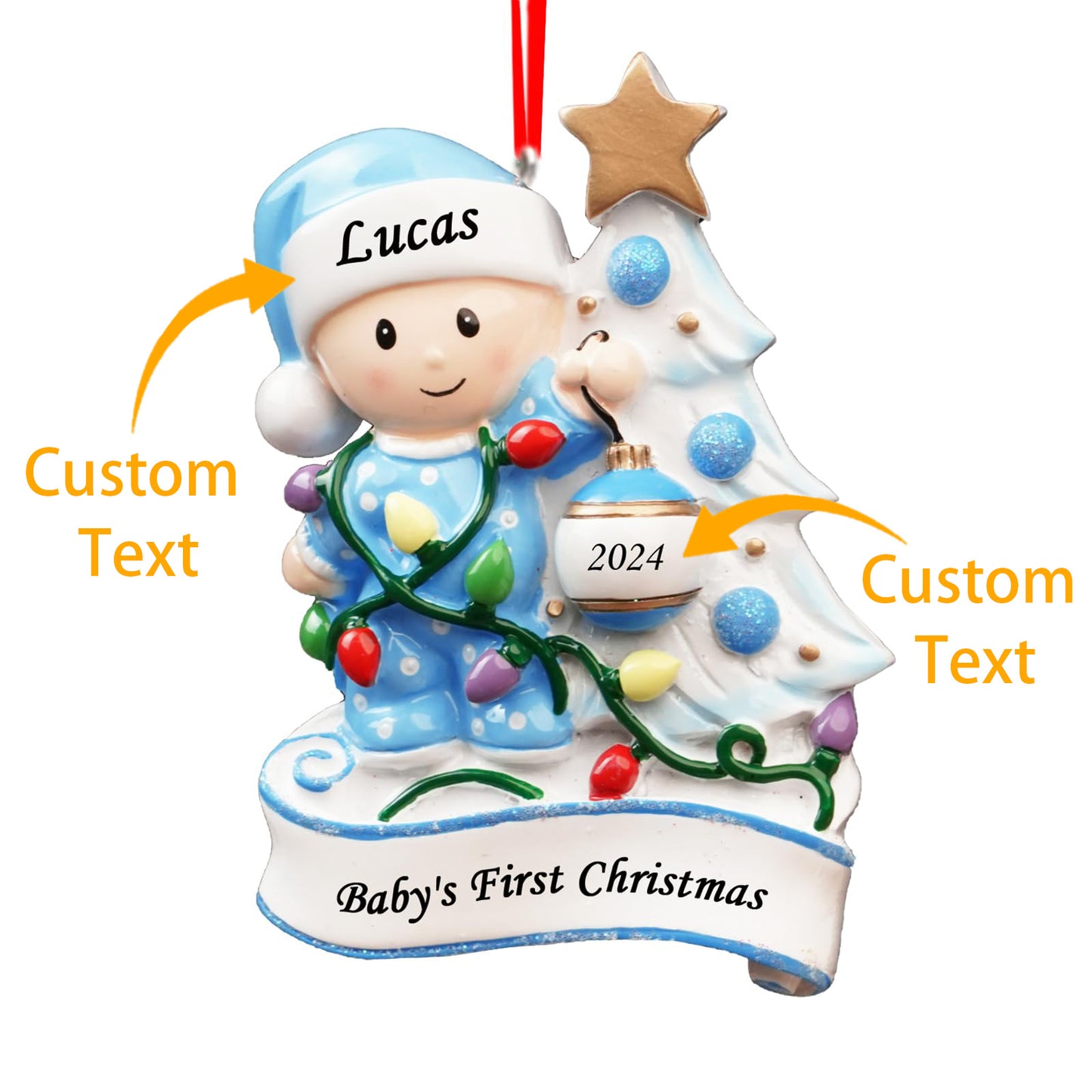 2024 Personalized Baby's First Christmas Ornaments for Boys