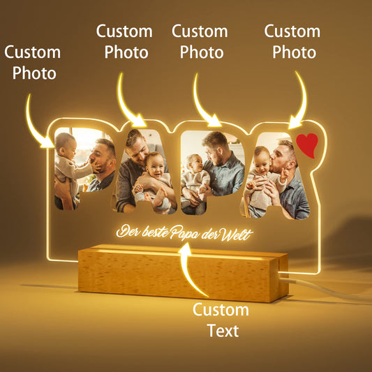 Personalized Gift for Dad - Customized Night Light with Photo