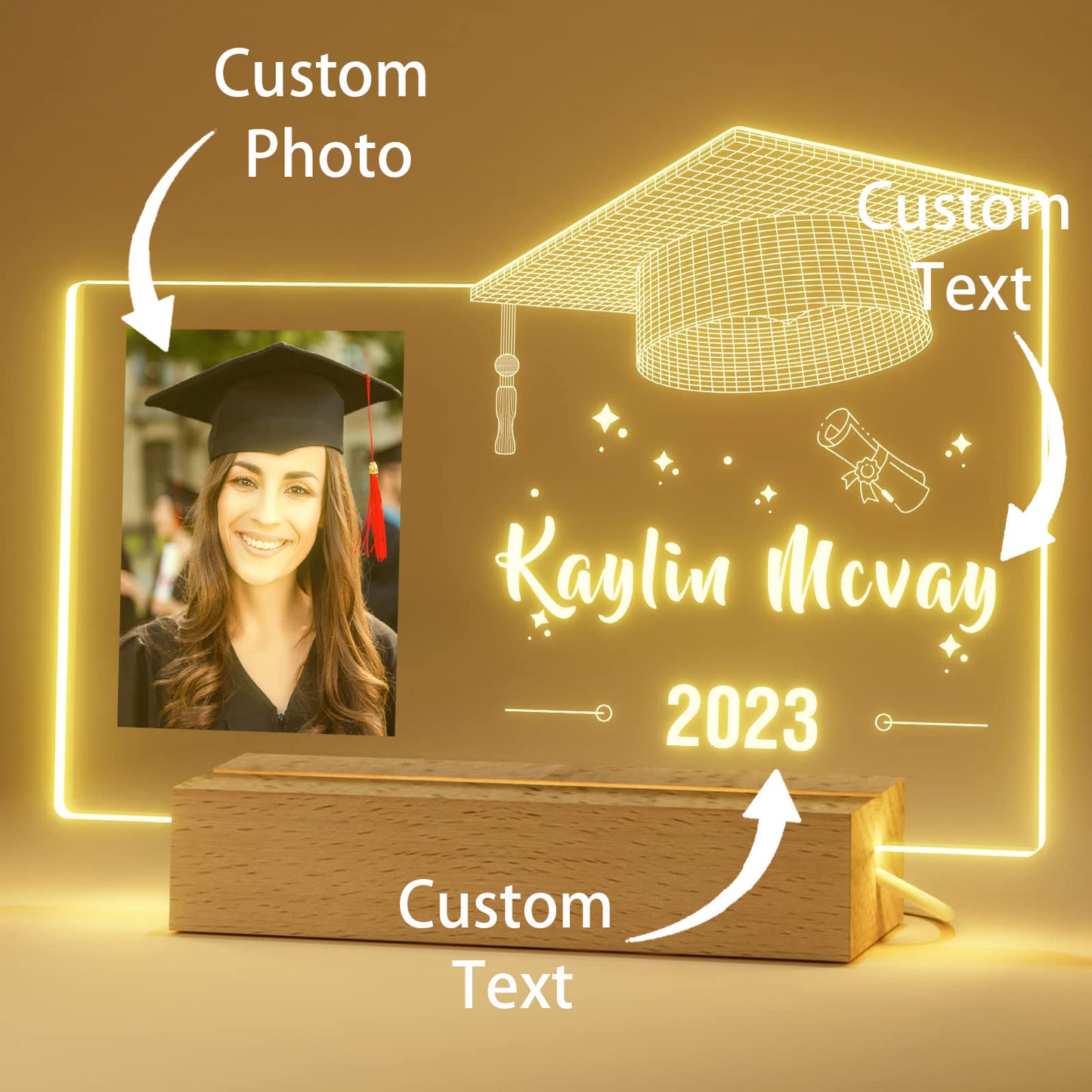 Custom Graduation Gifts - Personalized Photo Night Light