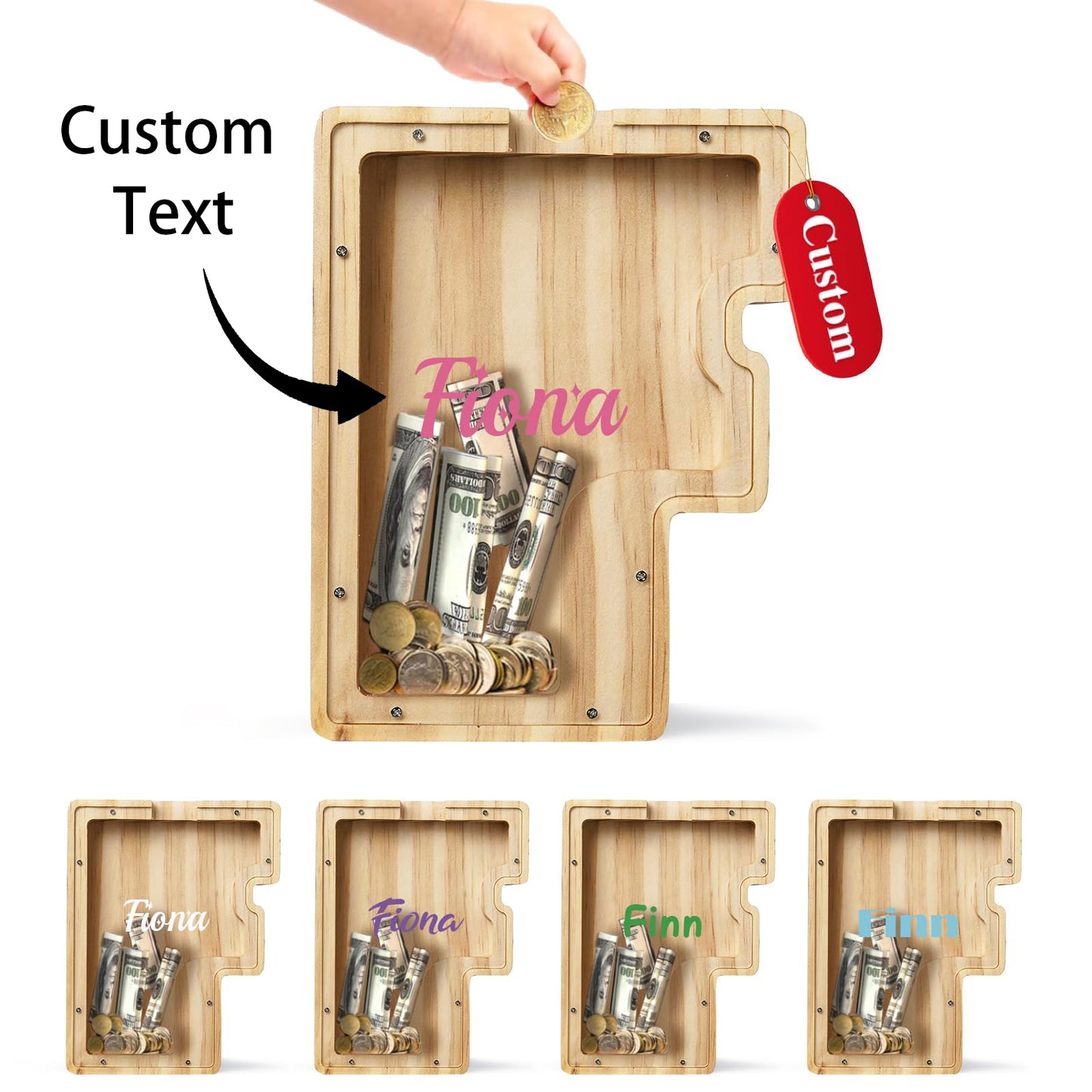 Personalized Savings Jars: Custom Name Monogrammed Savings Jars, Birthday Gifts