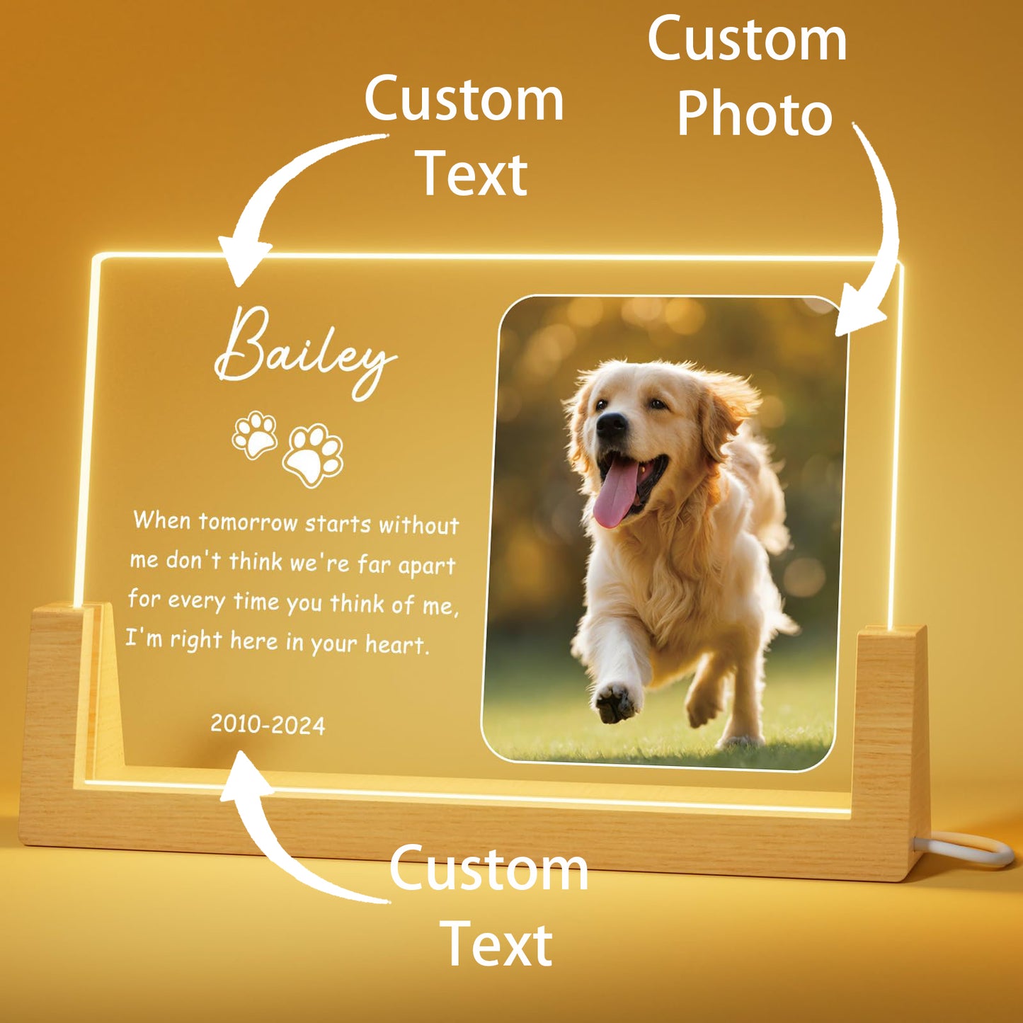 Personalized Pet Memorial Night Lights, Custom Pet Memorial Gifts