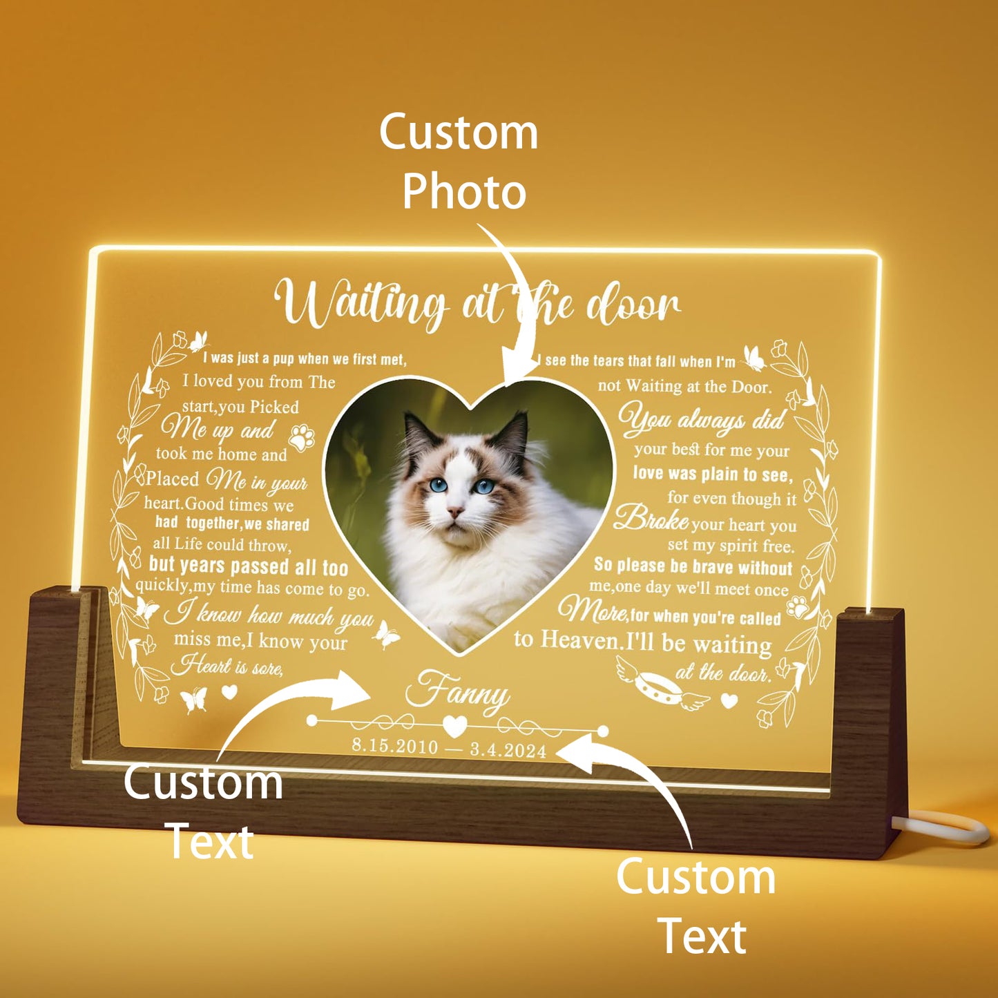 Personalized Cat Funeral Condolences Pet Memorial Gifts, Custom Gifts