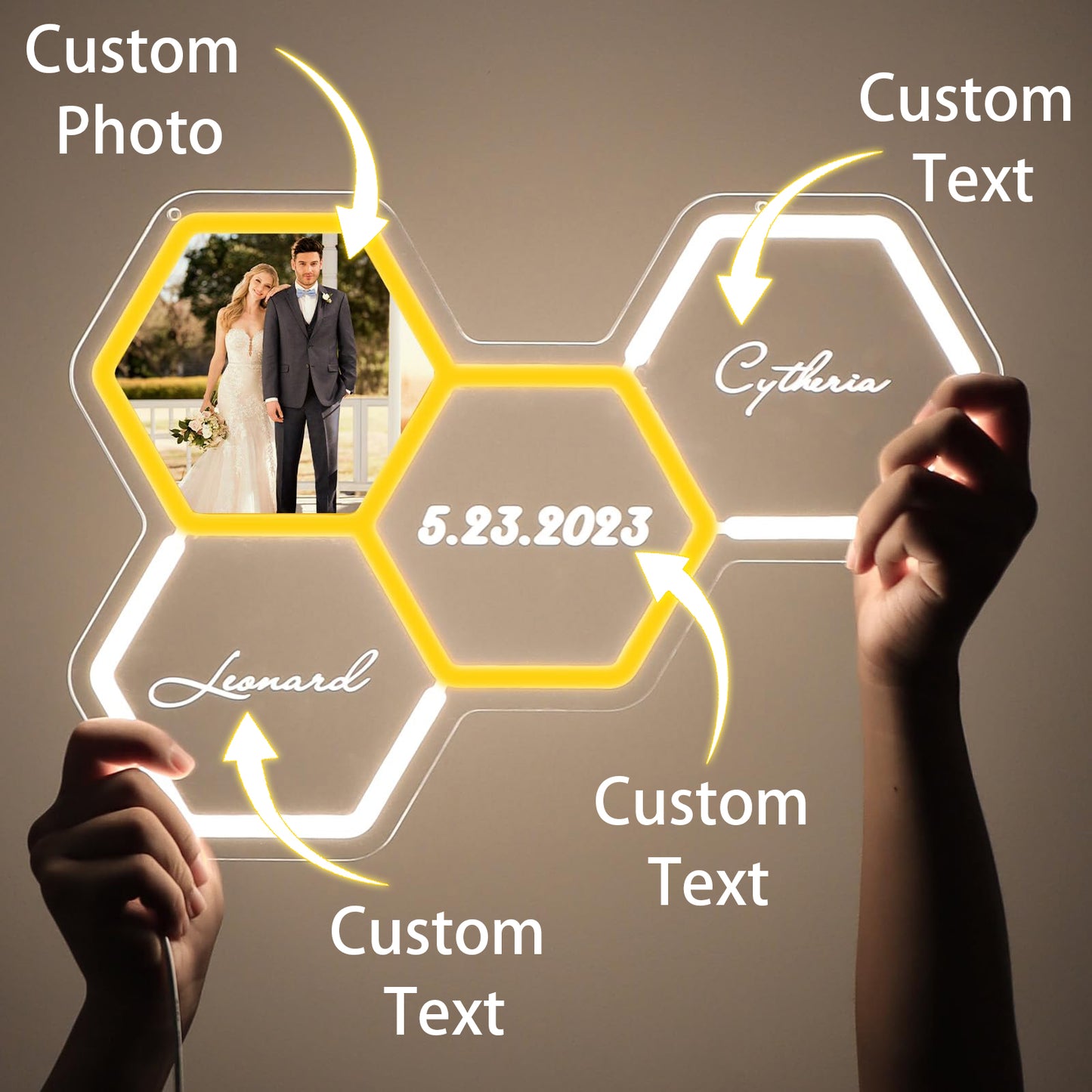 Personalized LED neon sign: with picture, name, date