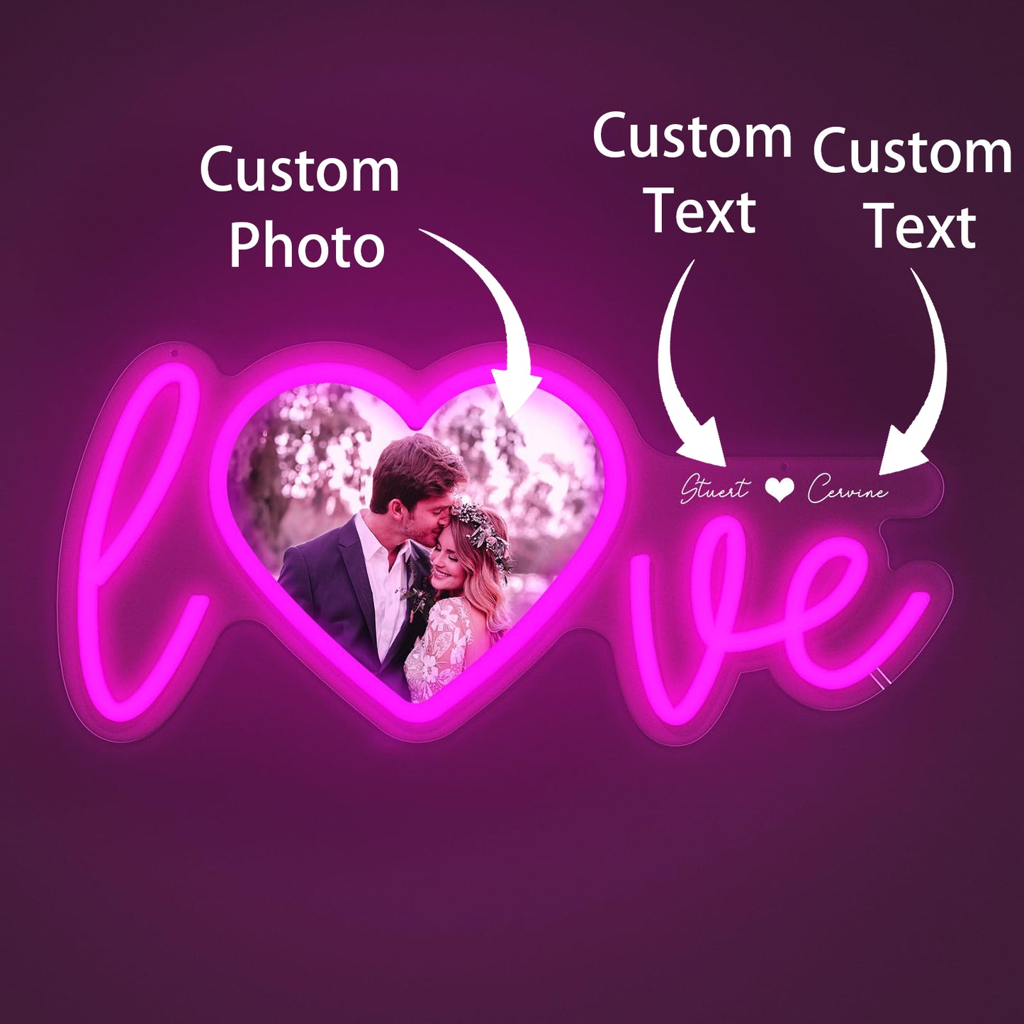Personalized Photo Name Date Dimmable LED Neon Signs