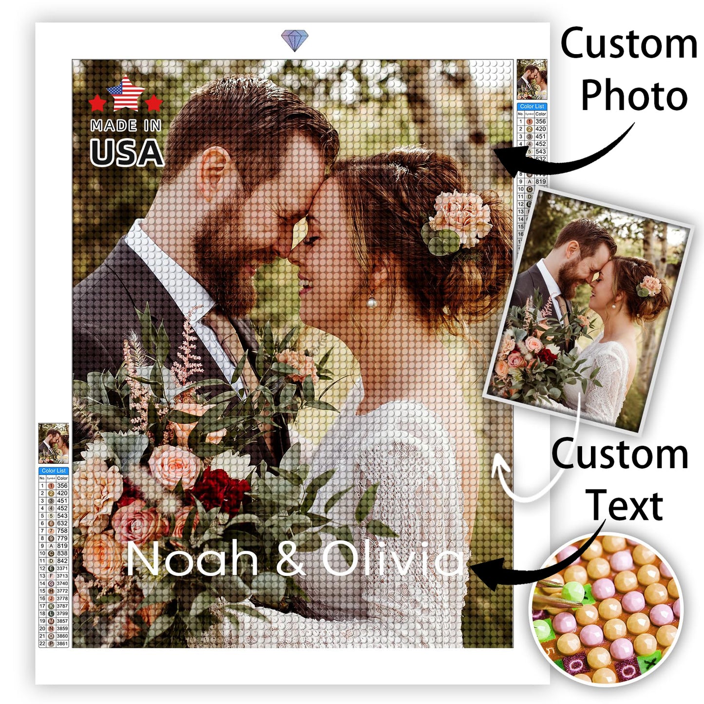 Custom Personalized Diamond Art Painting with Picture Name - Square Diamond