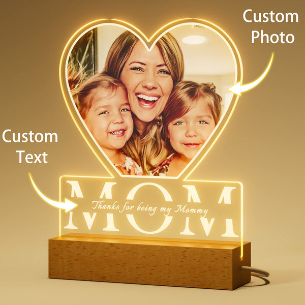 Personalized Gifts for Mom - Custom Night Lights with Photo Texts
