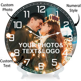 Custom Personalized Wall Clock with Photo Text, Silent No Time - PVC 8“10”12“14”16”