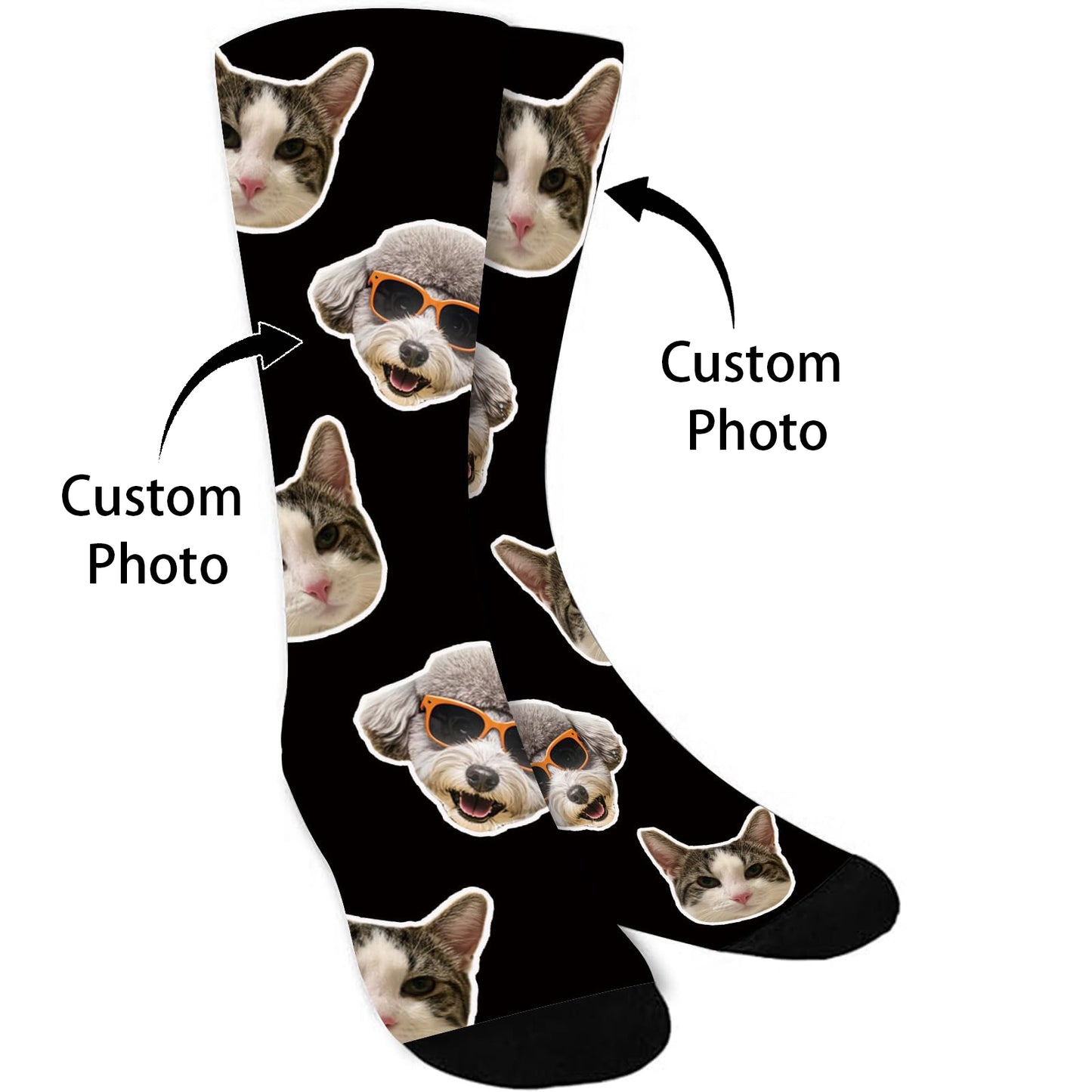 Custom Face Socks - Fun Gag Gifts, White Elephant Gifts, Custom Pet Socks with Your Image