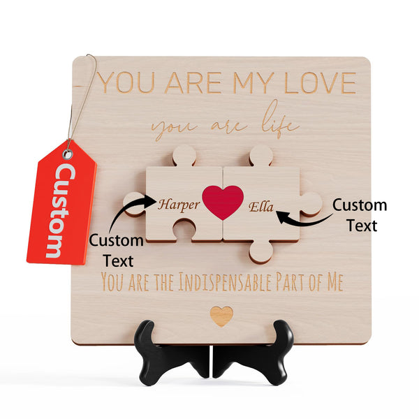 Personalized wooden plaque with 3D puzzle pieces