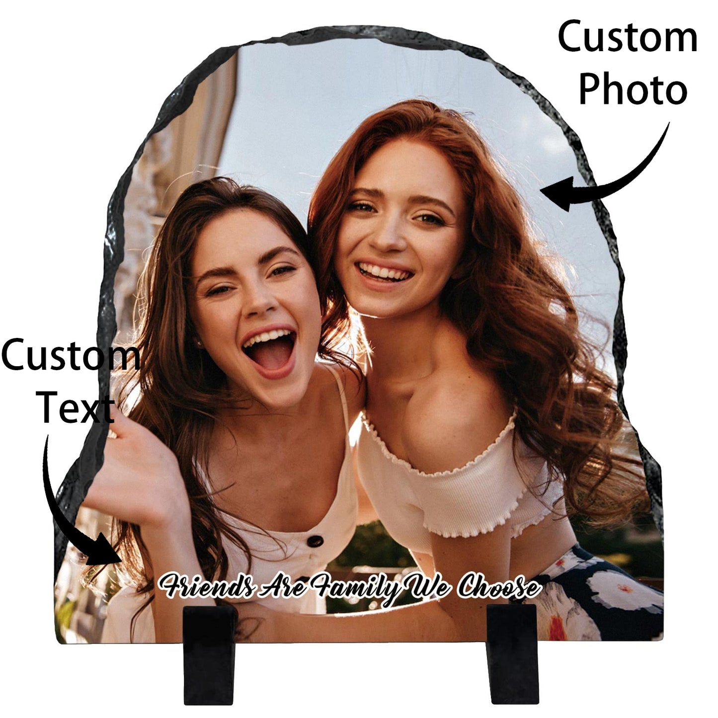 Custom Personalized Slate Photo Frame, Half Round 5.9x5.9 inches