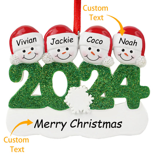 Personalized Family Christmas Ornaments 2024 - Snowman Family of 2,3,4,5,6 Christmas Ornaments, Decorative Hanging Ornaments for Christmas Tree, Xmas Gifts for Mom Grandma