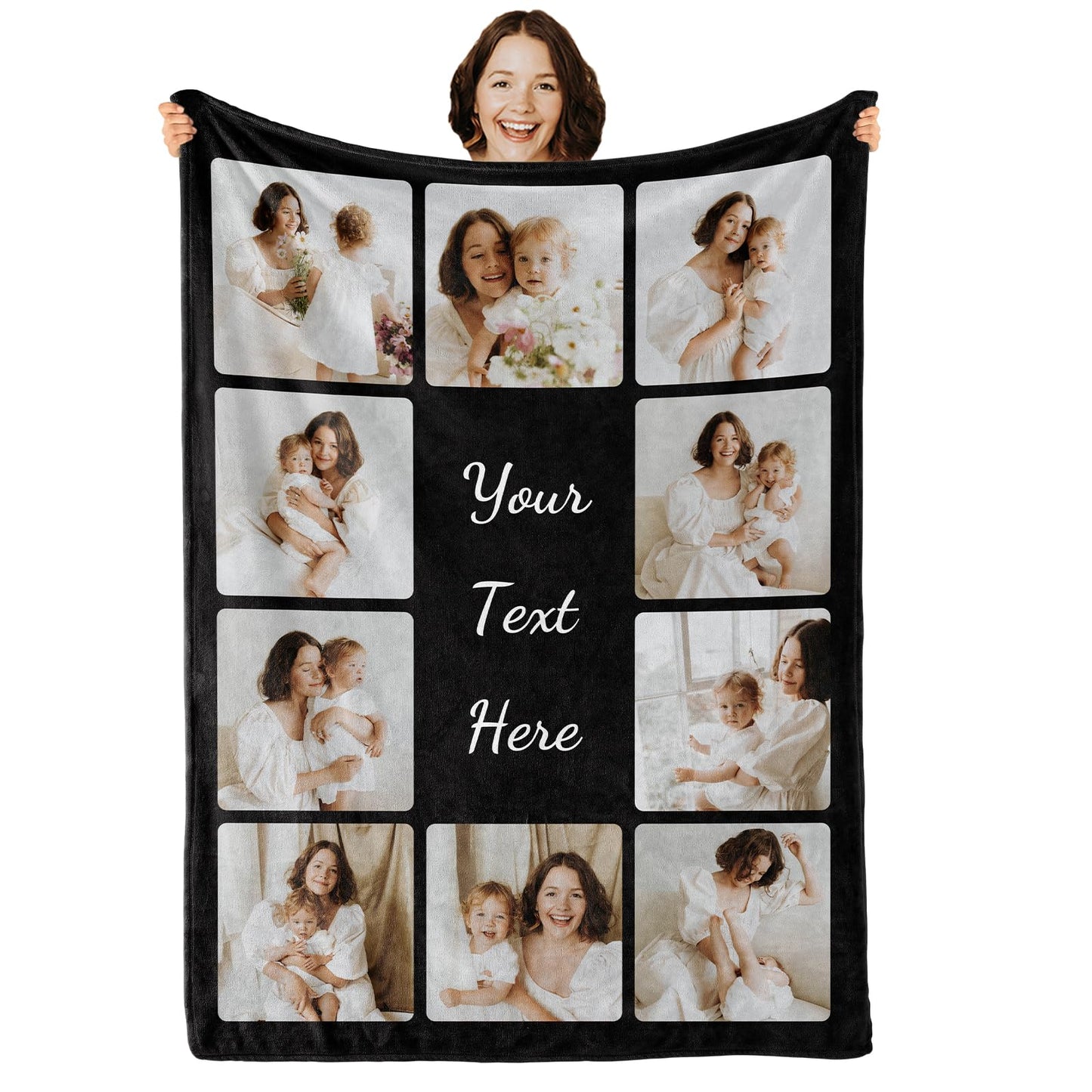 Blanket with pictures and text - Personalized Photo Blanket - 10 Photos