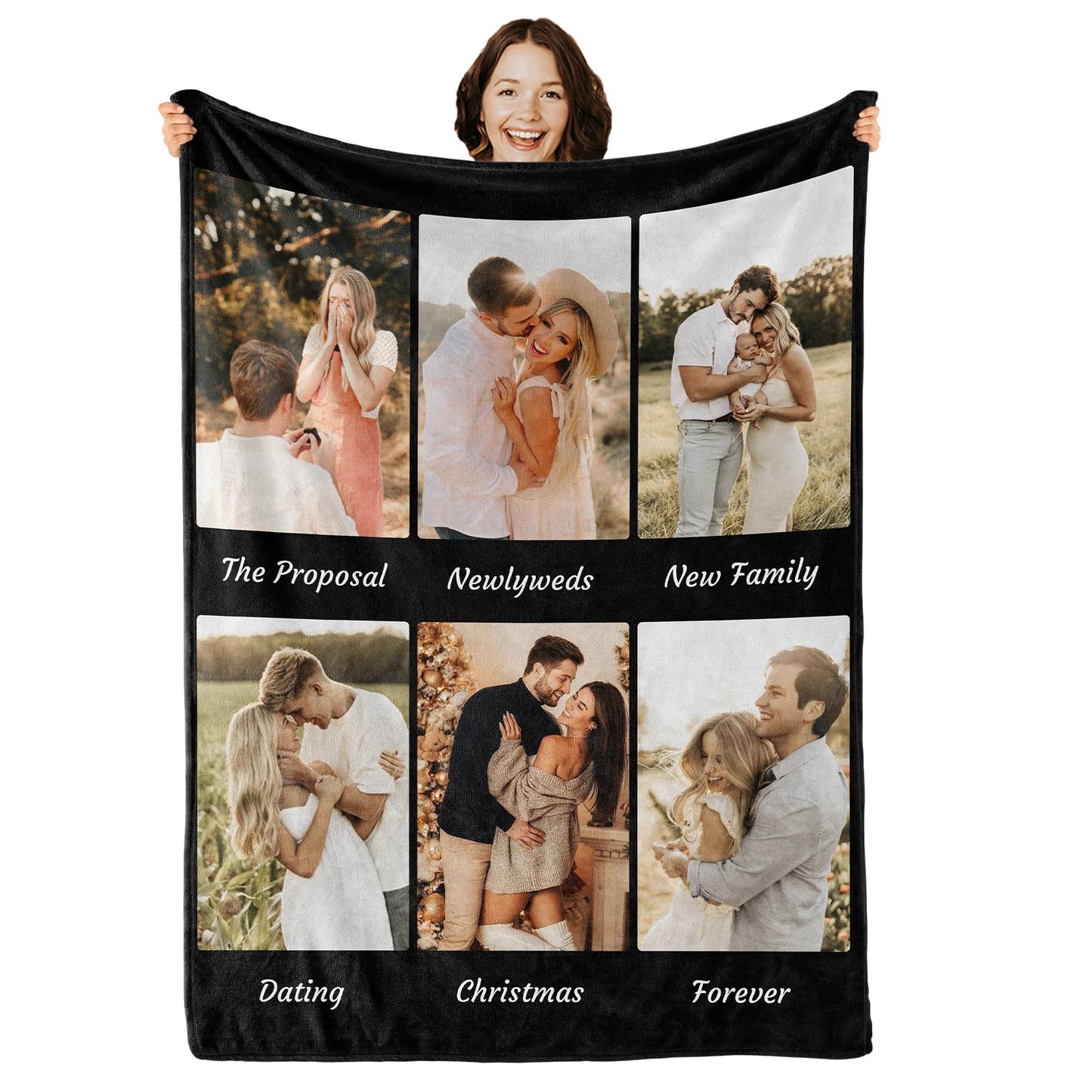 Blanket with pictures and text - Personalized Photo Blanket - 6 Photos