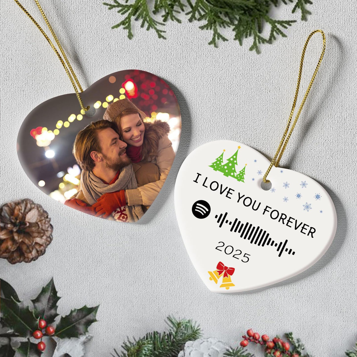 Customized Musical Heart Ceramic Double Sided Printed Jewelry - With Text Photo 2025