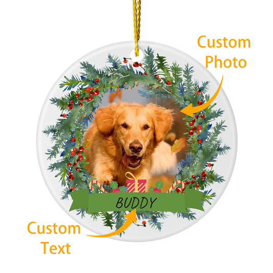 Personalized Dog Ornaments for Christmas Tree with Photo Name