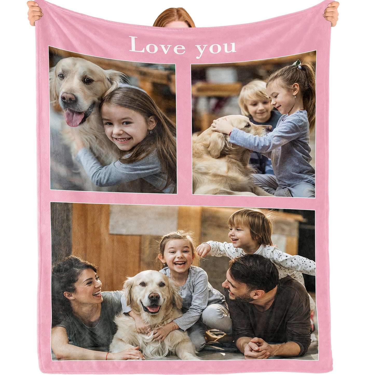 Personalized Gifts - Custom Blanket with Photo Text, 3 Photos