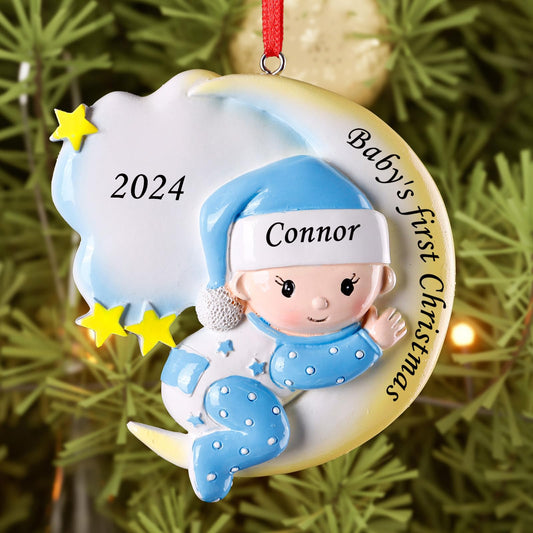 Personalized Baby's Boy First Christmas Ornament 2024