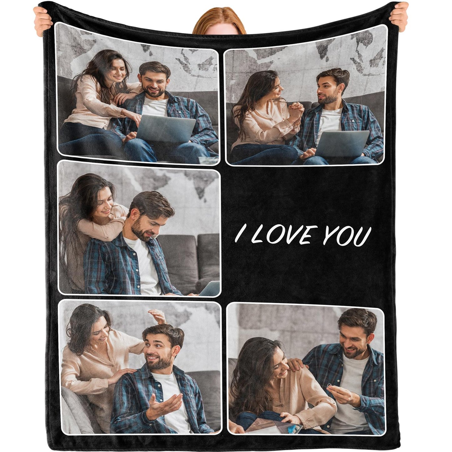 Custom Blanket - Custom Blanket with Photo Text - 5 Photos