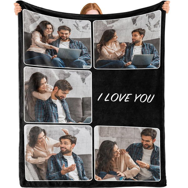 Custom Blanket - Custom Blanket with Photo Text - 5 Photos