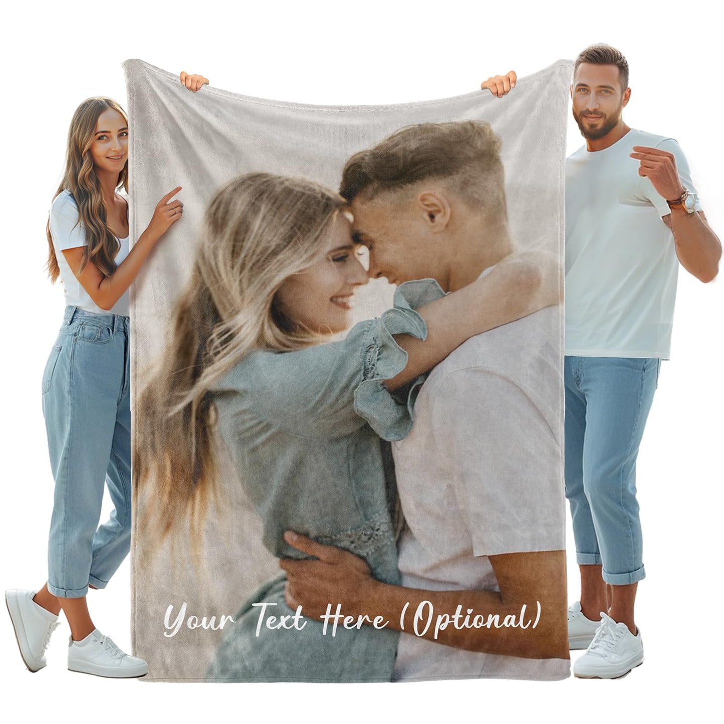Blanket with pictures and text - Personalized Photo Blanket - 1 photo