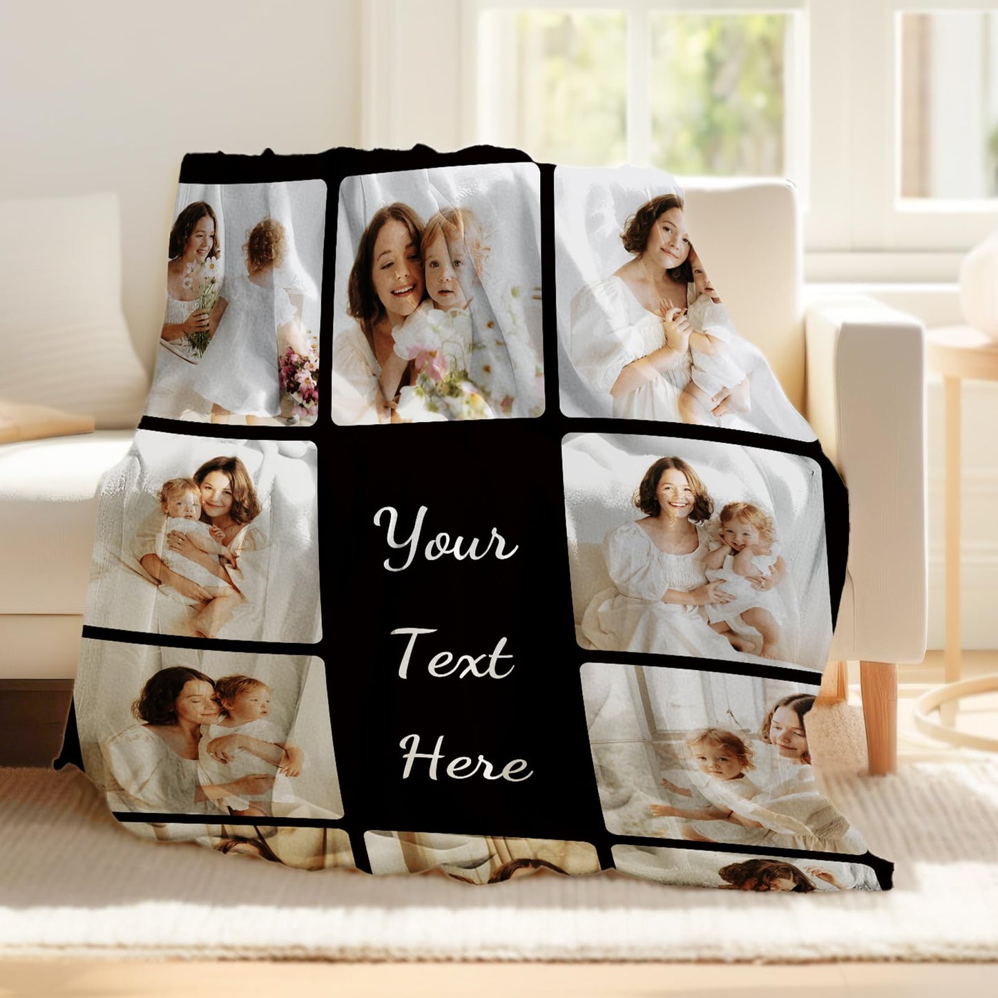 Blanket with pictures and text - Personalized Photo Blanket - 10 Photos