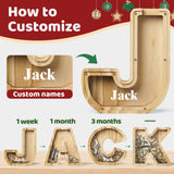 Personalized Savings Jars for Kids: Custom Name Monogrammed Wooden Coin Banks
