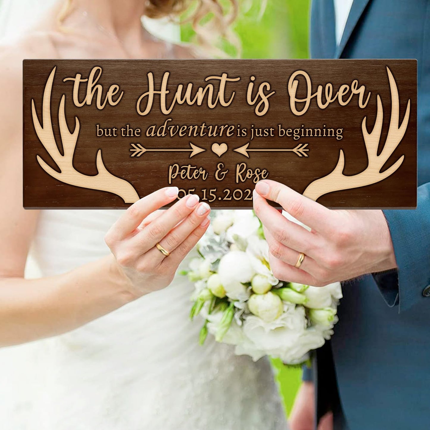 Personalized Name Deer Antlers Wedding Gift