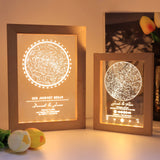 Customized Star Chart - Wooden Framed Acrylic Night Light, Plaque